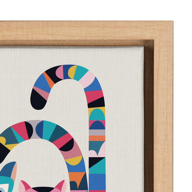 «Mid Century Modern Lemur» par Rachel Lee, 3 oiseaux, reproduction d'art sur toile encadrée, Naturel
