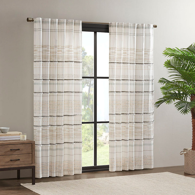 Cotton Printed Curtain Panel With Tassel Trim And Lining(Only 1 Pc Panel)