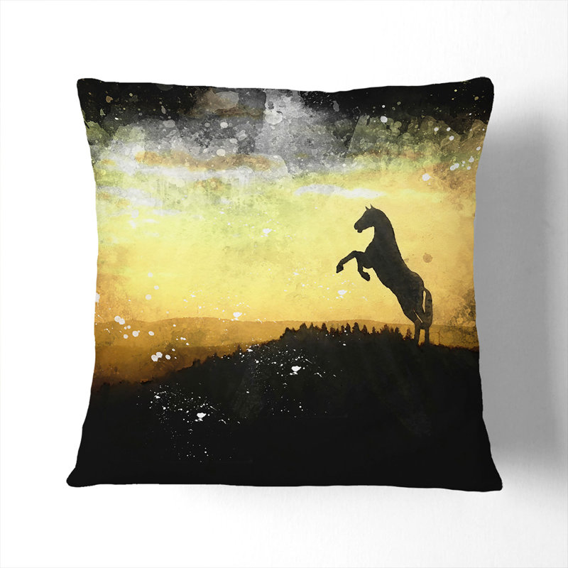 Horse At Sunset Square Throw Cushion, White, 55cm H x 55cm W x 20cm D