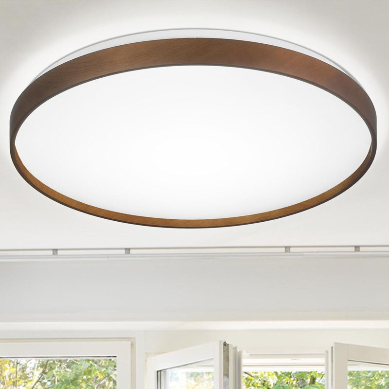 Geza LED Flush Mount, Walnut