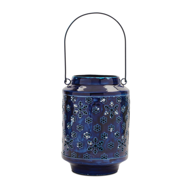 Lanterne bougie en métal flocon de neige H 9,5 po