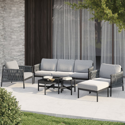 Arlend 6 Piece Sofa Seating Group With Ottoman And Removable Olefin Cushions
