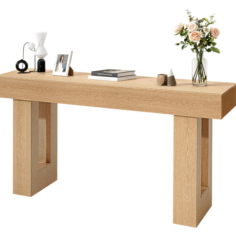 Console de 63 pouces pour différentes pièces, style, design étroit, espace de présentation spacieux, table basse derrière le canapé, mince et compacte, trois compartiments cachés, tablette inférieure ouverte, finition