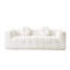 Canapé moderne 3 places en mousse, 84,6 cm, sans os, avec deux coussins ronds décoratifs, en polyester à poils longs doux au toucher, texture litchi, motif à carreaux.