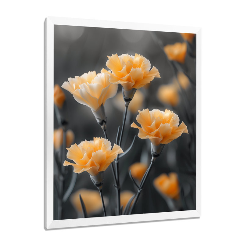 Jaune, jaune, œillets, matin, fleur, photo, œillets, impression d'art mural, Toile encadrée blanche avec une seule photo