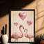 «Black Flamingo Vintage in love», impression murale, impression sur toile, thème de la Saint-Valentin-218830624