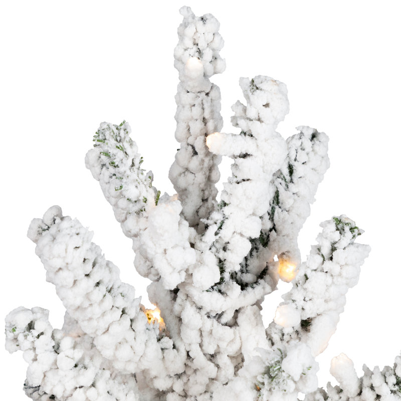 Pre-Lit Medium Flocked IPT Artificial Garden Christmas Tree - Warm White LED Lights, 7.5'