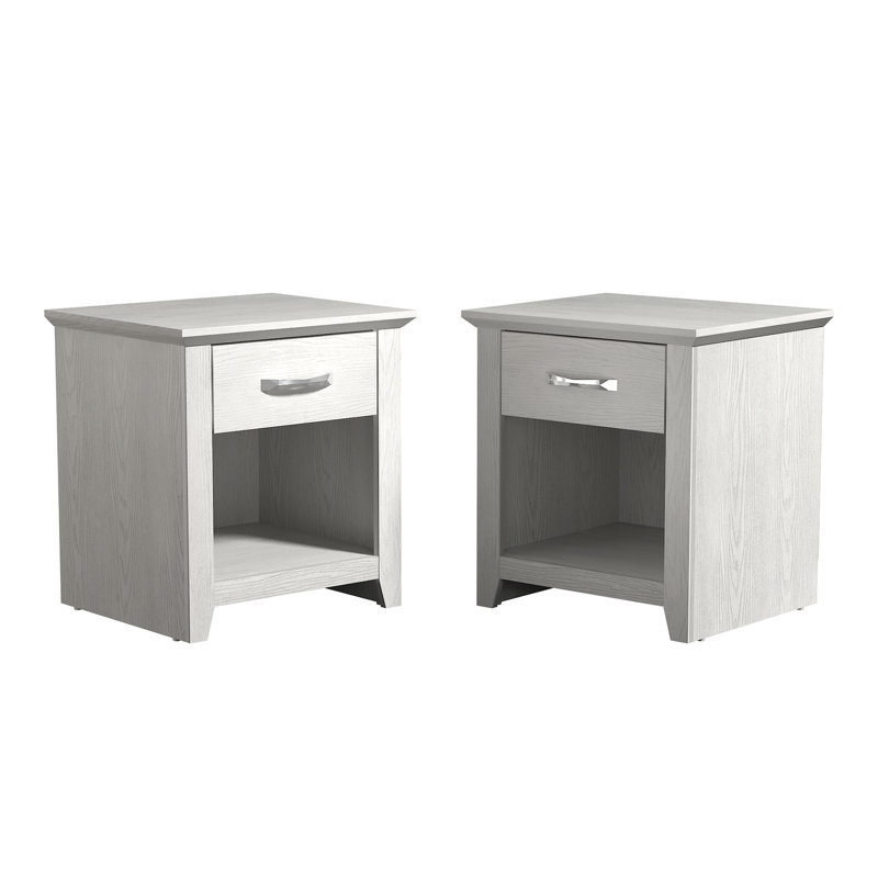 Roddy Transitional 20"H Nightstand With Open Shelf (Set Of 2), Antique White 