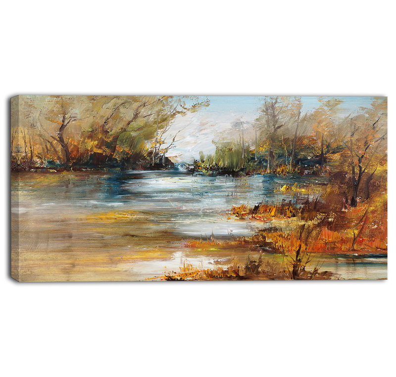 Surface of Lake in Forest - Reproduction d'art graphique sur toile tendue, H 16 po x l 32 po x p 1 po