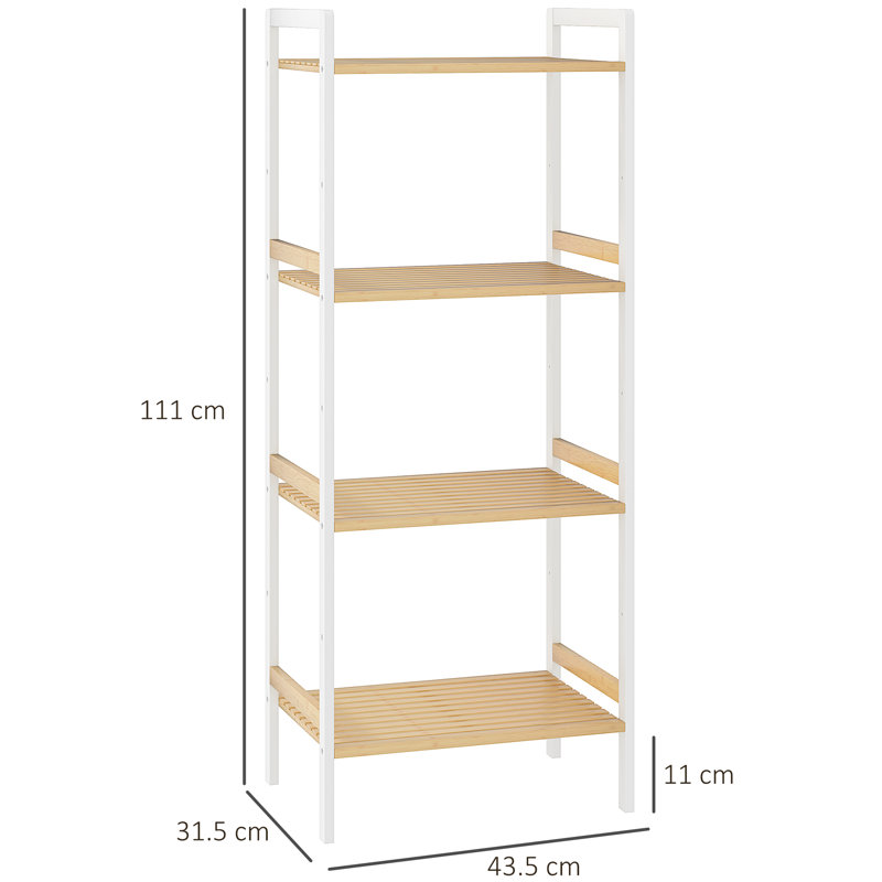 Balint Bamboo Freestanding Bathroom Shelves, Natural Wood/ White