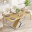 Table de salle à manger de 47,25" à 63", pour 4 à 6 personnes, plateau rétractable, piètement en métal croisé et tubes en acier inoxydable