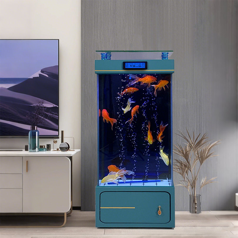 Aquarium de luxe 19,69 po, Transparent/bleu, 52.83 Gallon (53.54"H x 19.69"W x 15.75"D)