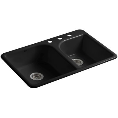 Efficiency 33" L x 22" W x 7.63" D Top-Mount Large/Medium Double-Bowl Kitchen Sink