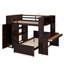 Lit mezzanine double avec lit autonome, tablettes, bureau et garde-robe-167959488