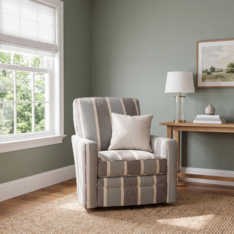 Idana Upholstered Swivel Armchair, Beachbum 21 Gray Stripe, No