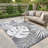 Gray Water-Resistant Outdoor Rug Plastic Straw Area Rug-1805615944