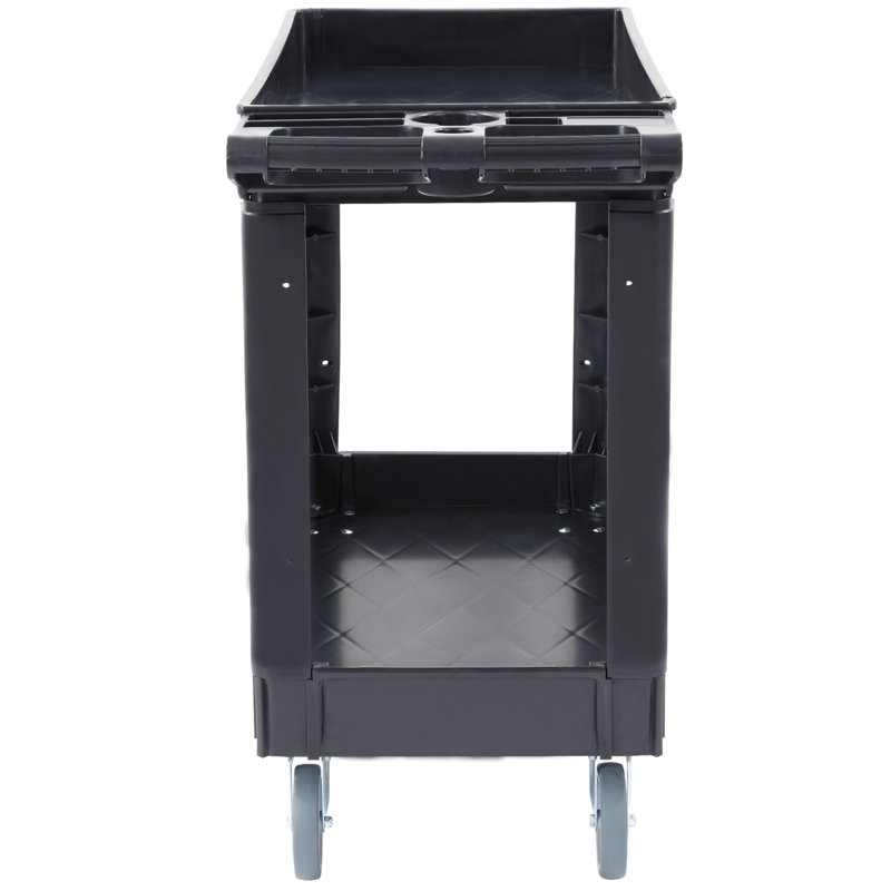 Black Heavy Duty 2-Shelf Rolling Utility Cart with Swivel Wheels