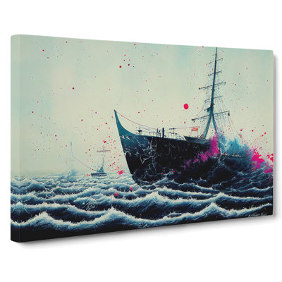 Ship Paint Splatter Abstract - Wrapped Canvas