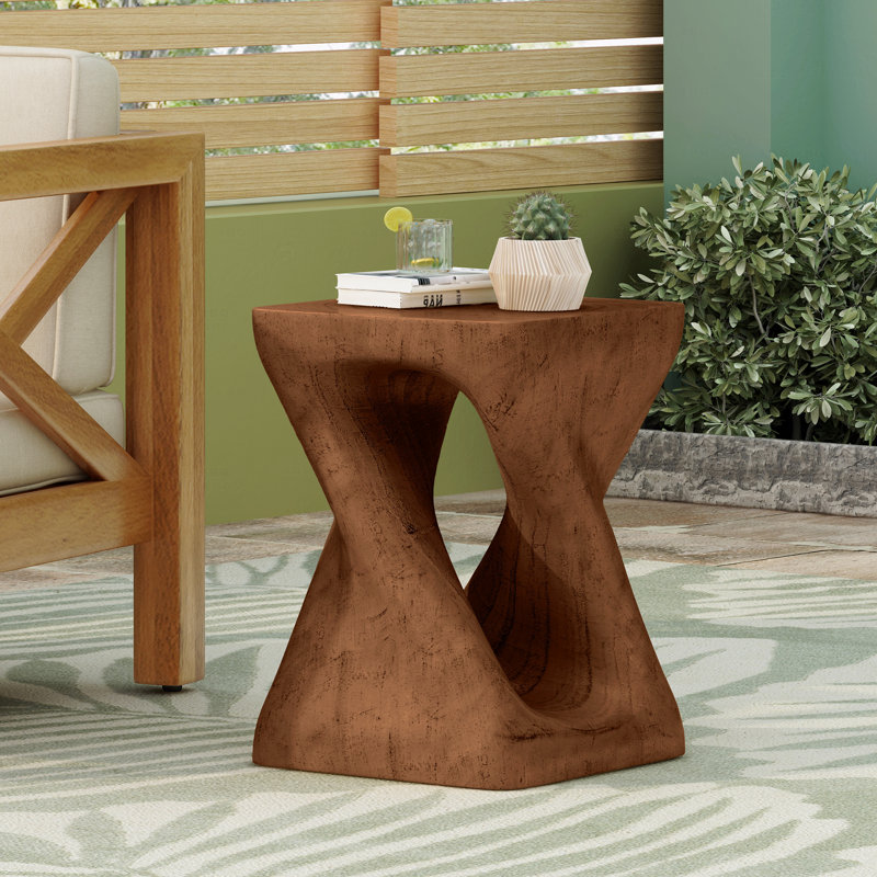 Table d'appoint Mgo Twist Shape, texture de bois, Brun