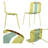 4-Pack Modern Striped Color Block Chairs, Pp Plastic Seat & Sturdy Metal Legs-366885706