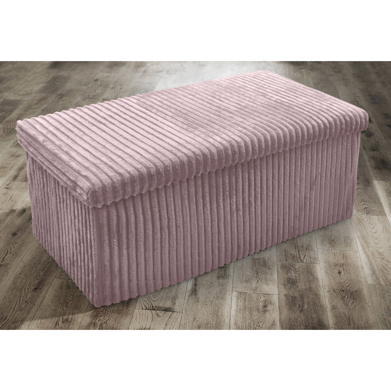 38 CORDUROY STORAGE BOX, 38cm H x 80cm W x 7cm D, Pink