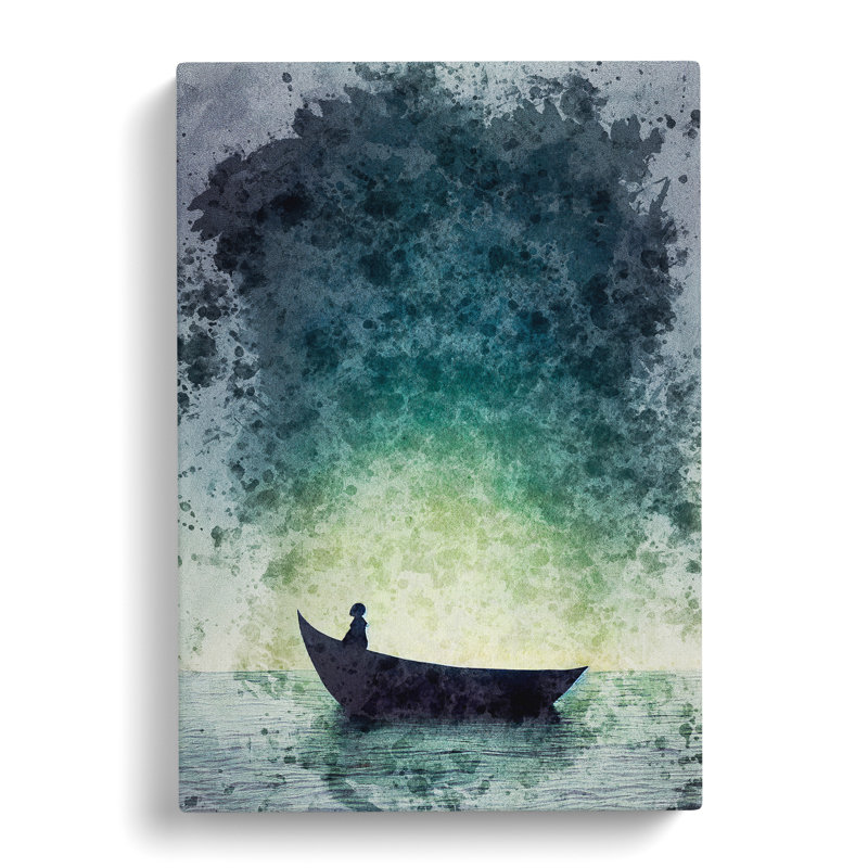 Alone In A Boat - Wrapped Canvas, 76cm H x 50cm W x 3cm D