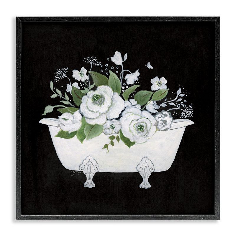 Art blanc et noir de la giclée par Janet Tava, H 24 po x l 24 po, Giclée encadrée noir minuit