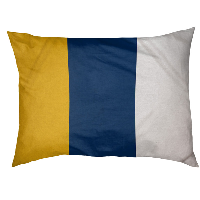 Coussin Cleveland, Petit (l 28 po x P 18 po x H 6 po), Jaune / bleu marine / blanc