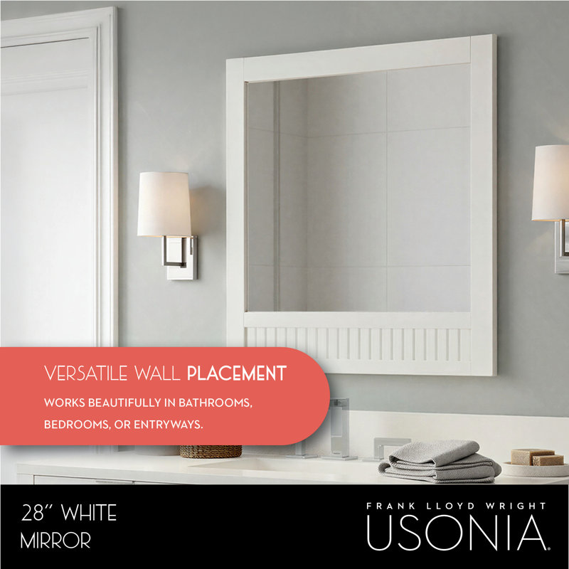 Through Lines Flat Wall Mirror, 30" x 28", White