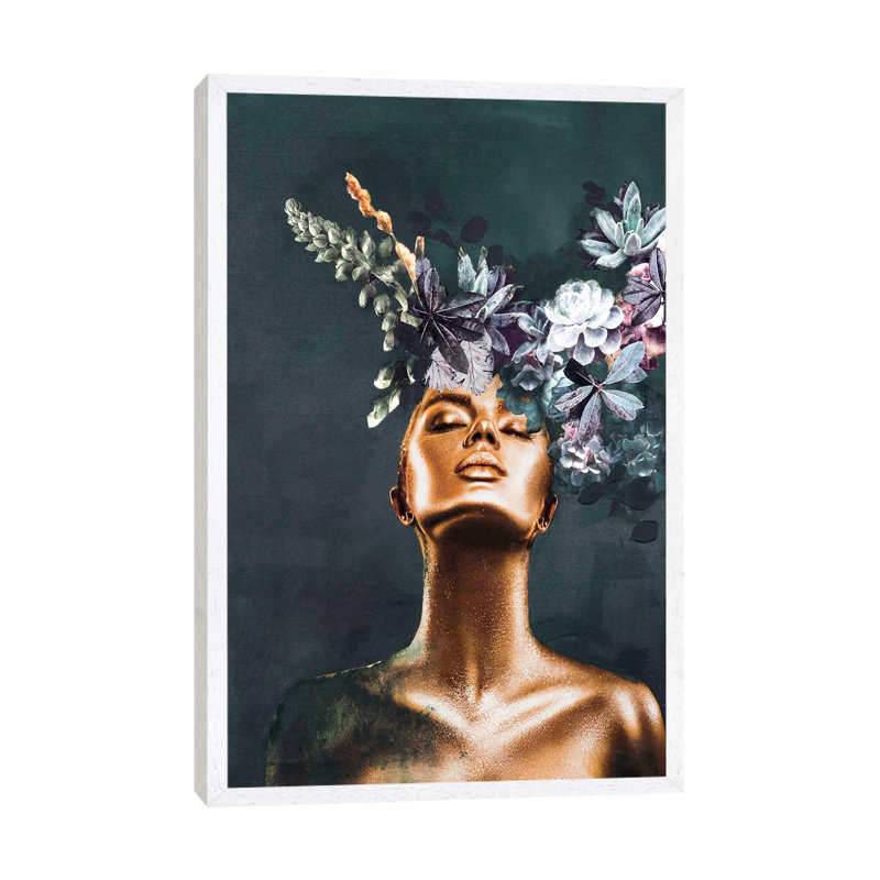Gold Couture II - Print on Canvas, 66.04cm H x 45.72cm W x 3.81cm D, White Framed