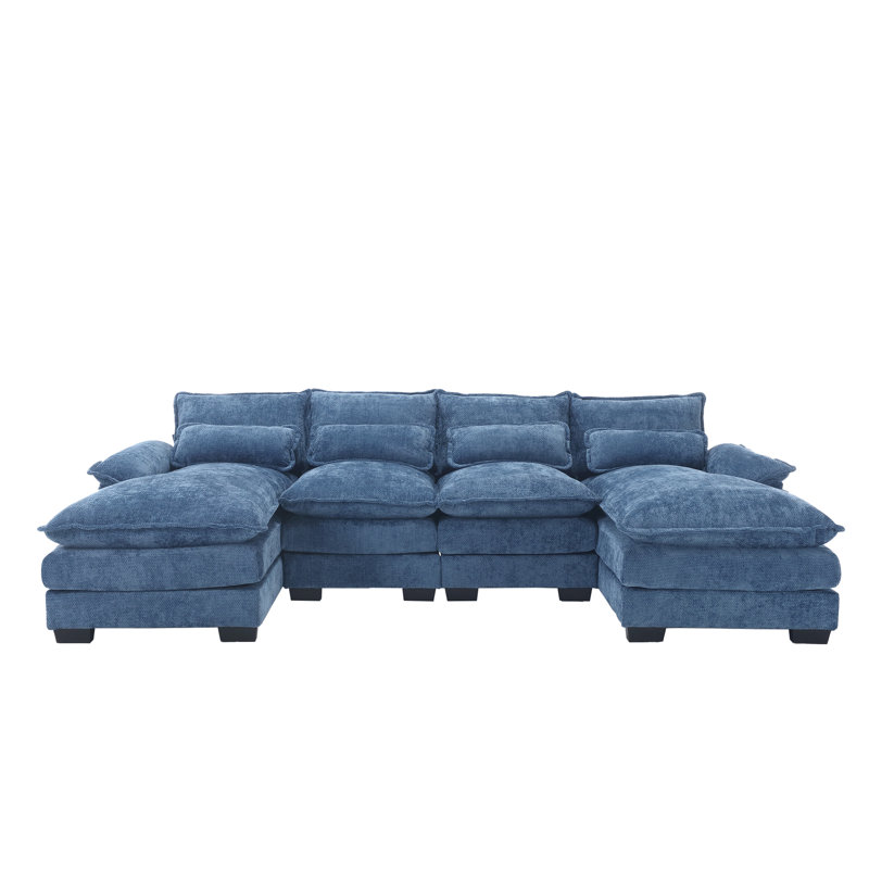 Modern Large Chenille Fabric U-Shape Sectional Sofa