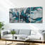 Ensemble de 3 tableaux abstraits floraux turquoise sur toile tendue-1685519627
