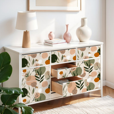 Papier de contact à peler et coller avec papier autocollant et motif floral moderne nordique vert sauge auto-adhésif et amovible 17,7 po x 118 po (45 x 300 cm)