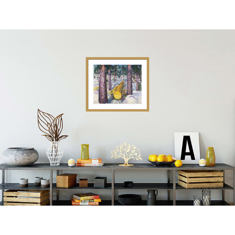 «The Yellow Log» par Edvard Munch - impression giclée sur cadre, H 23,5 po x l 27,41 po