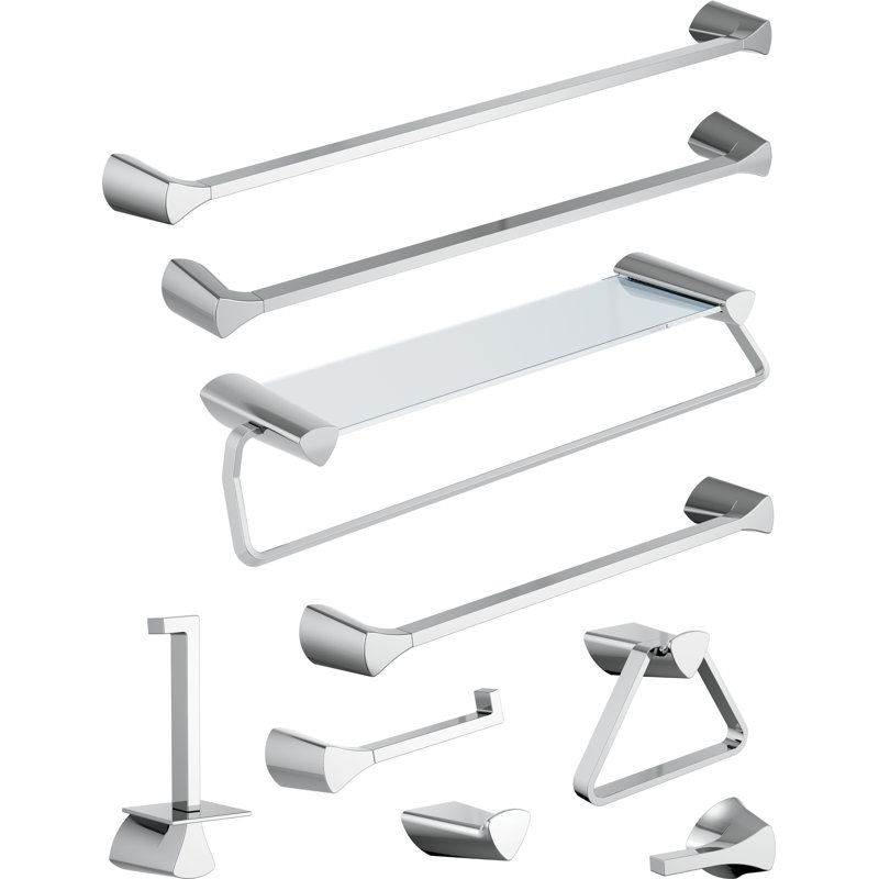 Zura Triangular Wall Mounted Towel Ring, Chrome