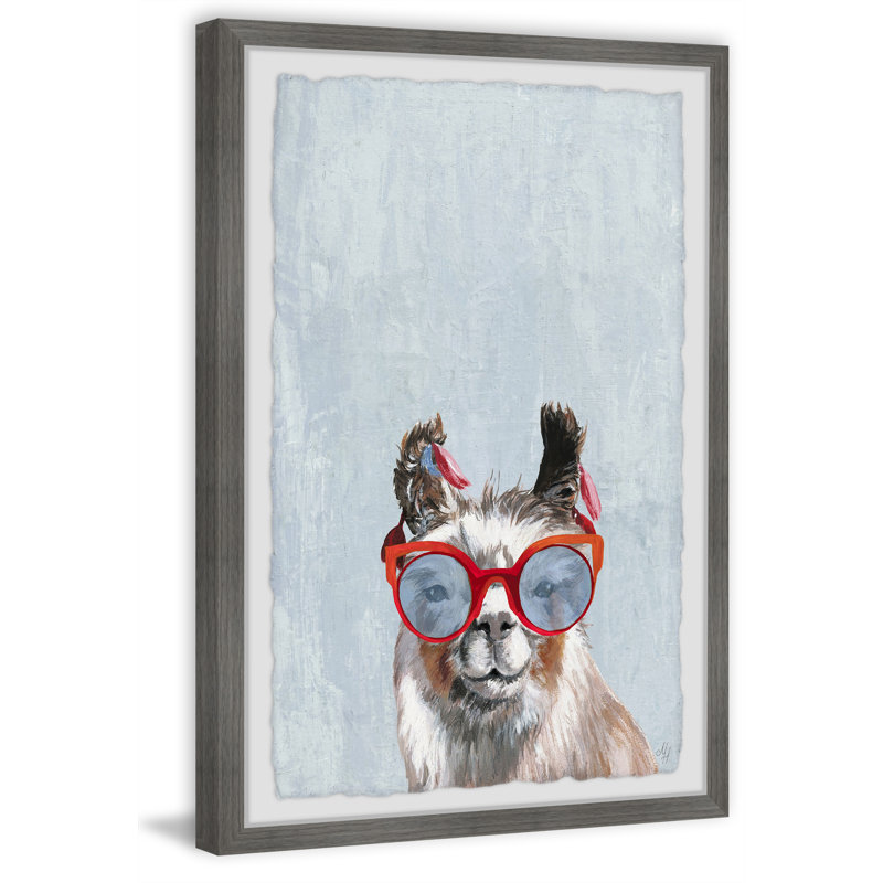 Rohan Llama Retro Sunnies - Single Picture Frame Painting, 30cm H x 20cm W
