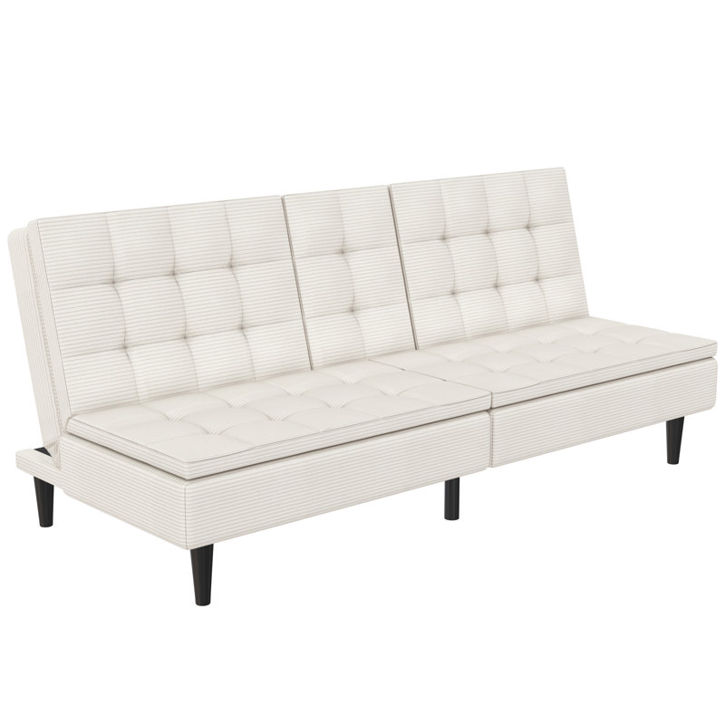 Single 191cm Upholstered Futon Chair, Cream