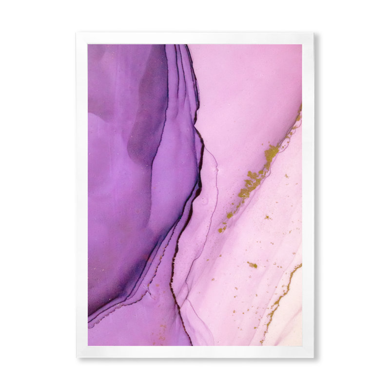 Art mural sur toile de luxe luxueux marbré mauve II, Toile avec cadre blanc, H 44 po x l 34 po x P 1,5 po