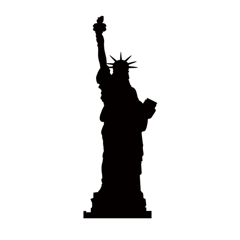 76'' Black Cardboard Statue of Liberty Silhouette Standup