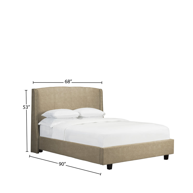 Lit plateforme tapissier Stonge, Velours - Sable, Grand