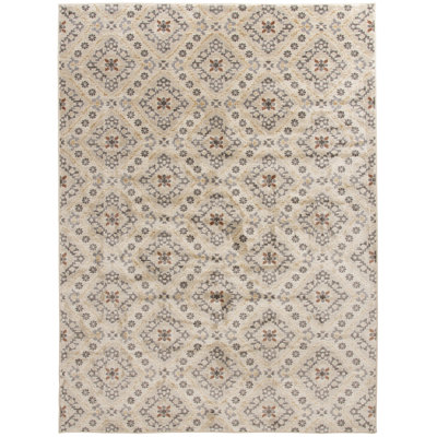 Tapis intérieur en treillis beige Annalize Alabaster