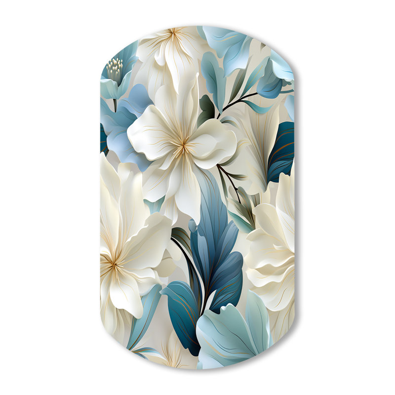 «Coastal Symphony», motif tropical - art mural floral irrégulier - forme cylindrique, H 43 po x l 23 po
