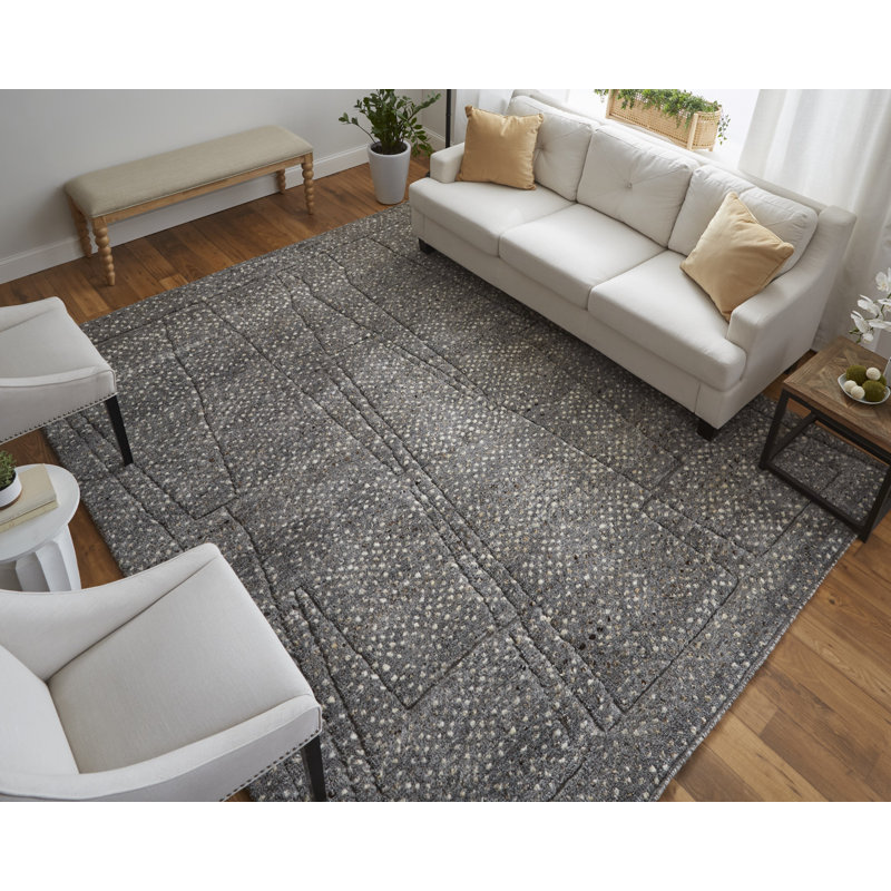 Dering Modern Polka Dots, Gray/Tan/Taupe Area Rug, Rectangle 8' x 10'