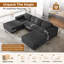 Modular Corduroy 303cm 3-seater Sofa With 2 Ottomans, No Assembly Required, With High Rebound Sponge-1992850994