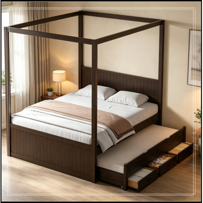 Auvent pleine grandeur Geib avec lit gigogne simple et 3 tiroirs de rangement