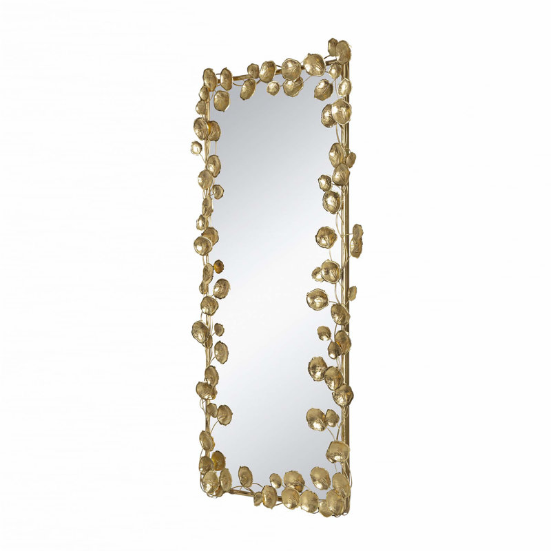 Full Length Mirror with Golden Leaf Accents, Floor Miiror