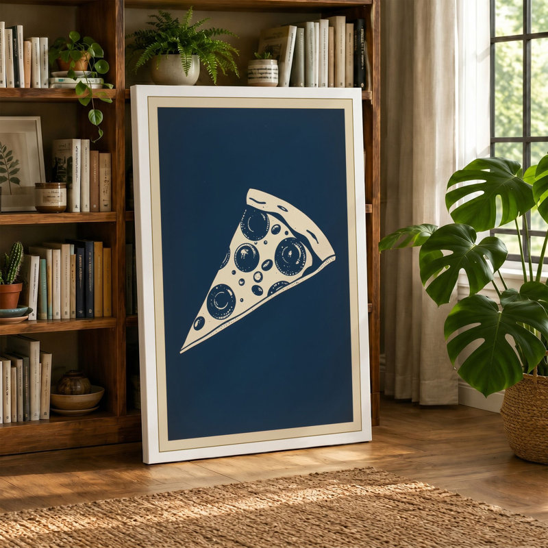 Pepperoni Slice Retro - Wrapped Canvas, 30x20 - 76.2 x 50.8 cm, Terracotta Border