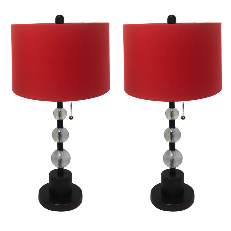 Rima Metal Table Lamp, Oil Rubbed Bronze, Red, 26" H x 26" W x 26" D