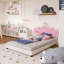 Lit princesse rembourré en bois avec tête de lit-209384867-209384892