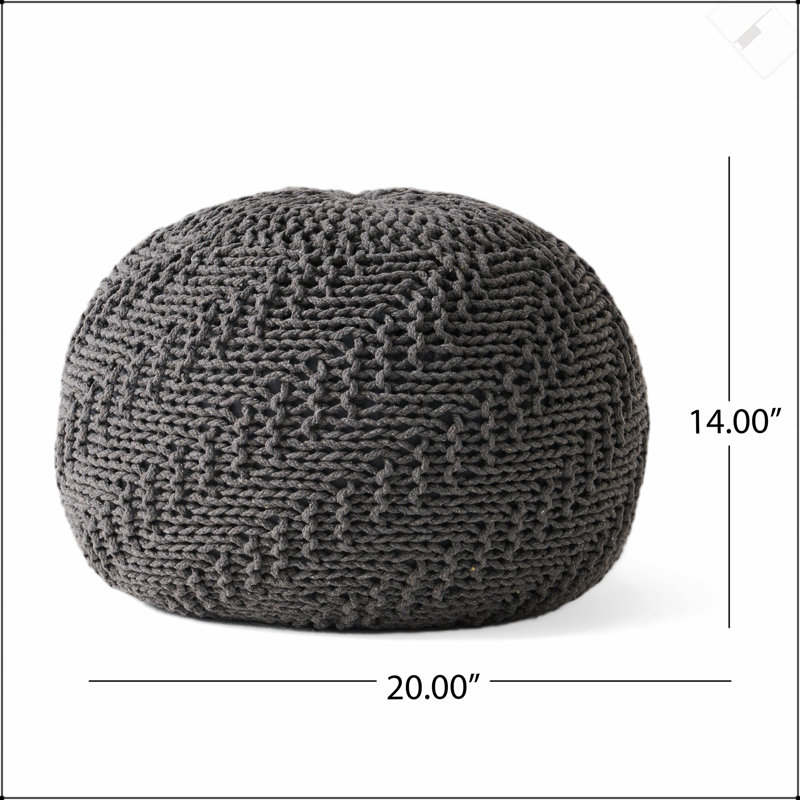 Pouf rond en coton tricoté 20 x 20 Hazel, écologique et fabriqué à la main pour une utilisation intérieure et extérieure